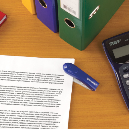 Степлер №10 BRAUBERG "Original", до 12 листов, с антистеплером, синий, 222530 - Степлеры настольные