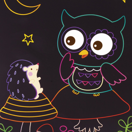 Гравюра магическая "Сова и ее друзья", А5, 2 основы в комплекте, с трафаретом, ЮНЛАНДИЯ, 662689 - Гравюры