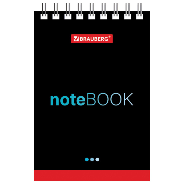 Блокнот МАЛЫЙ ФОРМАТ А7 75х105 мм, 40 л., гребень, картон, клетка, BRAUBERG, "Черный стиль", 129855 - Блокноты