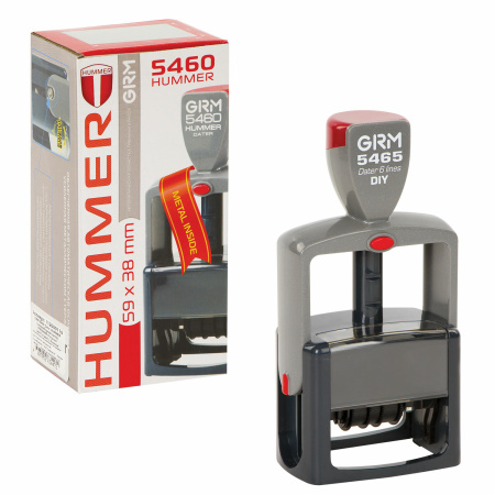 Датер самонаборный 4 строки+дата, оттиск 58х36 мм синий, GRM 5465 HUMMER,КАССА В КОМПЛЕКТЕ, 112000110 - Датеры