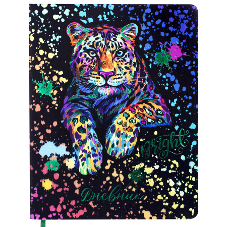 Дневник 1-4 класс 48 л., кожзам (гибкая), печать, фольга, ЮНЛАНДИЯ, "Bright Wildlife", 106166 - Дневники для младших классов