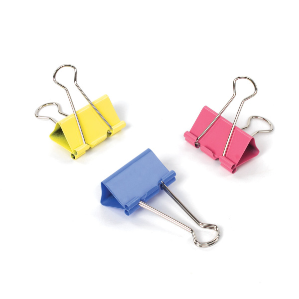 Зажимы для бумаг STAFF "Profit", КОМПЛЕКТ 12 шт., 41 мм, на 200 листов, цветные, картонная коробка, 225159 - Зажимы для бумаг