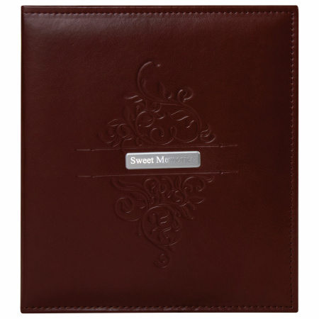 Фотоальбом BRAUBERG "Alpha" 20 магнитных листов, 23х28 см, под гладкую кожу, коричневый, 391179 - Фотоальбомы