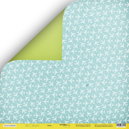 Лист двусторонней бумаги "Небо" из коллекции "Let's Travel" 30*30 см от Scrapmir