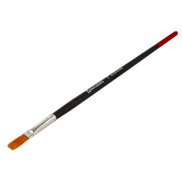 Кисть BRAUBERG, синтетика, плоская, № 7, 200214 - Кисти для рисования