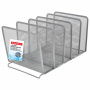 Подставка для сортировки писем и бумаг 5-ти секционная BRAUBERG "Germanium", 195х365х205 мм, серебро, 237969 - Лотки и подставки секционные