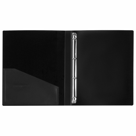 Папка на 4 кольцах, ширина 25 мм, BRAUBERG EXTRA, до 170 листов, ЧЕРНАЯ, 0,7 мм, 270482 - Папки на кольцах