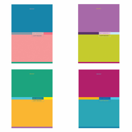 Тетрадь А4, 60 л., BRAUBERG, скоба, клетка, обложка картон, "Color", 404043