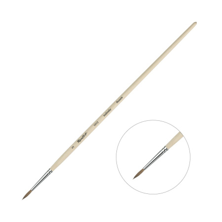 Кисть Roubloff колонок круглая № 3 ручка длинная серия 1012