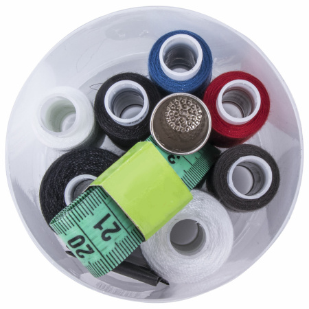 Набор ниток "Помощница", 7 шт., 35 ЛЛ/100 ЛЛ, 200 м, иглы, сантиметр, наперсток, ОСТРОВ СОКРОВИЩ, 662791 - Нитки швейные