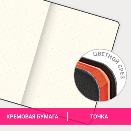 Блокнот А5 (148x218 мм), BRAUBERG "Metropolis Mix", под кожу, 80 л., в точку, черный, 113314 - Бизнес-блокноты и бизнес-тетради