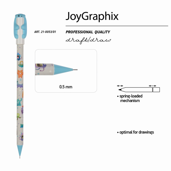Карандаш механический BRUNO VISCONTI JoyGraphix, "Обнимашки", ассорти, ластик, 0,5 мм, 21-0053/01 - Карандаши механические