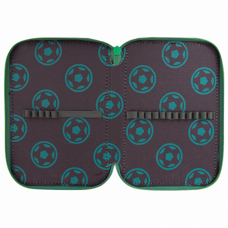 Пенал BRAUBERG, 2 отделения, полиэстер, 21х14 см, "Fire football", 270322 - Пеналы каркасные