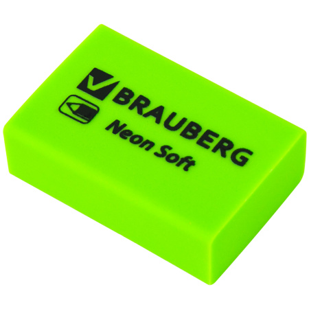 Ластики BRAUBERG NEON SOFT НАБОР 12 штук, размер ластика 31х20х10 мм, экологичный ПВХ, 271339 - Ластики классические
