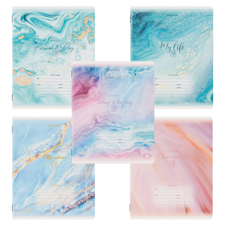 Тетради 18 л. КОМПЛЕКТ 10 шт. BRAUBERG, клетка, обложка картон, "МРАМОР", 106668 - Тетради 12-24 листов