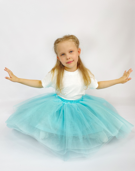 Юбка нарядная из фатина голубая - Юбки