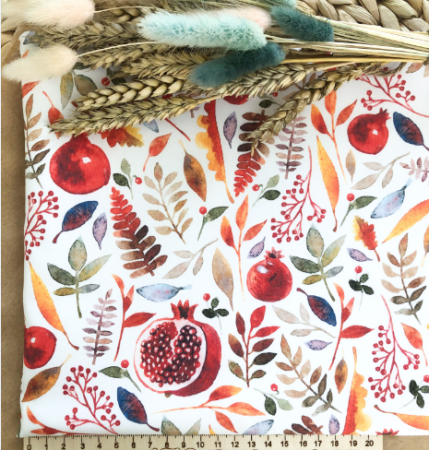 Ткань для рукоделия "Гранаты" 30*80 см. 100% хлопок, плотность 140 г/м2