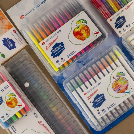 Набор фломастеров акварельных "Я-Художник!" в пластиковом пенале, 24 цвета - Аквамаркеры