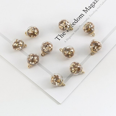 Подвеска стеклянная с золотыми звездами, диаметр 16 мм, 5 шт