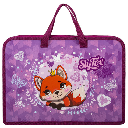 Папка на молнии с ручками ЮНЛАНДИЯ А4, 1 отделение, пластик, ширина 45 мм, "Sly fox", 270945 - Папки-сумки с ручками