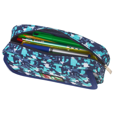 Пенал BRAUBERG для мальчиков, 1 отделение, органайзер, мягкий, "Military", синий, 21х5х9 см, 228991 - Пеналы мягкие