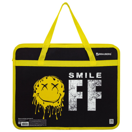 Папка на молнии с ручками BRAUBERG А4, 1 отделение, пластик, 80 мм, "OFF", 271465 - Папки-сумки с ручками