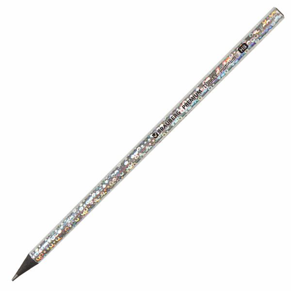 Карандаш чернографитный BRAUBERG "PREMIUM TURKEY", 1 шт., "Platinum", НВ, дисплей, 181561 - Карандаши чернографитные