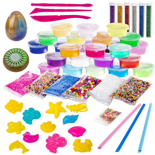 Набор слаймов 26 цветов, 31 аксессуар, в колорбоксе, ЮНЛАНДИЯ, 663776 - Игрушки релаксирующие