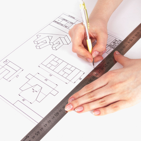 Линейка металлическая 50 см, BRAUBERG, европодвес, 210310 - Линейки