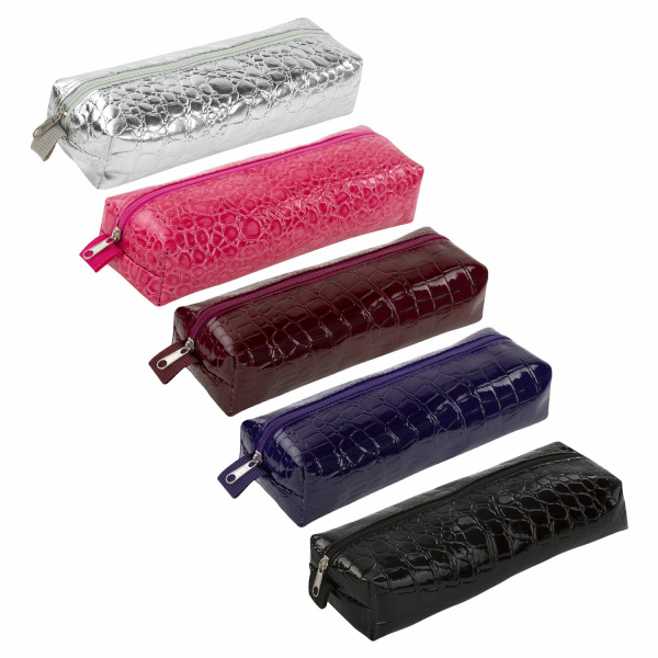 Пенал-косметичка BRAUBERG, "крокодиловая кожа", "Ultra", дисплей, 20x6x4 см, ассорти 5 цветов, 270852 - Пеналы мягкие