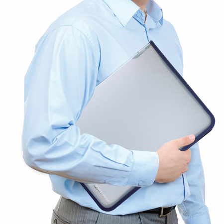 Папка на молнии пластиковая А4, ОБЪЕМНАЯ, 335х240х20 мм, матовая диагональ, BRAUBERG, РОССИЯ, 226036 - Папки пластиковые на молнии