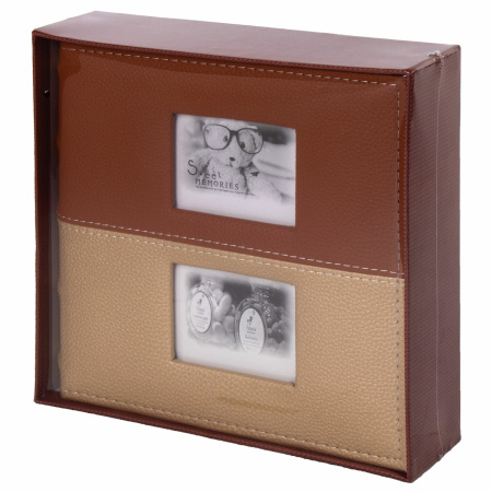 Фотоальбом BRAUBERG "Mirror" на 200 фото 10х15 см, под кожу, бумажные страницы, бокс, 391184 - Фотоальбомы