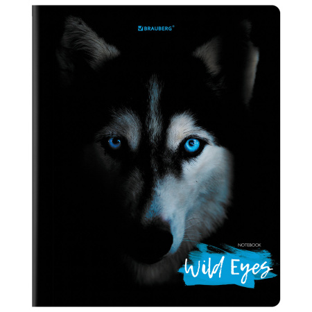 Тетрадь А5, 48 л., BRAUBERG, скоба, клетка, выборочный лак, "Wild eyes" (микс в спайке), 404343 - Тетради 40-48 листов