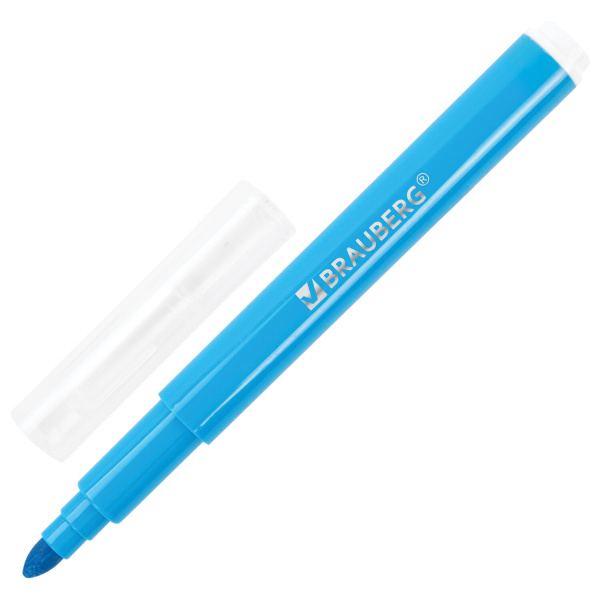 Фломастеры утолщенные 12 цветов, вентилируемый колпачок, BRAUBERG "PREMIUM", ПВХ-упаковка, 152196 - Фломастеры классические