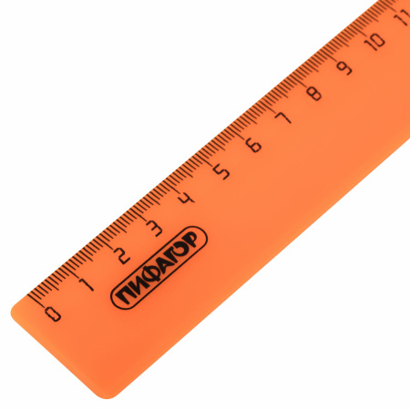 Линейка пластиковая 30 см, ПИФАГОР, непрозрачная, неоновая, ассорти, 210608 - Линейки