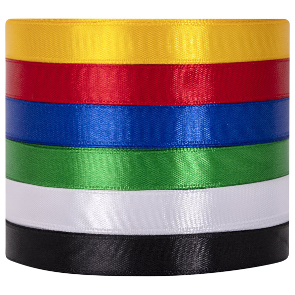 Лента атласная ширина 12 мм, набор №1 6 цветов по 23 м, BRAUBERG, 591499 - Ленты для декора, рукоделия и упаковки подарков