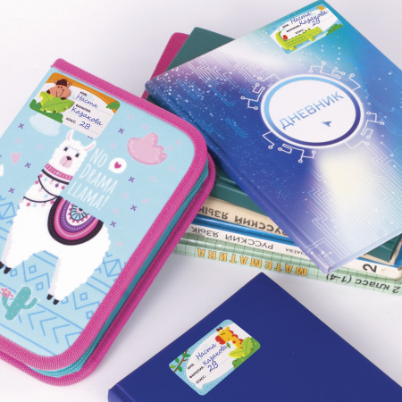 Наклейки для маркировки школьных принадлежностей "Зверушки", 12 штук, 14х21 см, ЮНЛАНДИЯ, 662708 - Наклейки