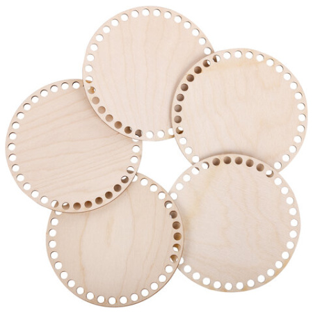 Донышки деревянные для вязания круглые, 5 шт., диаметр 15 см.