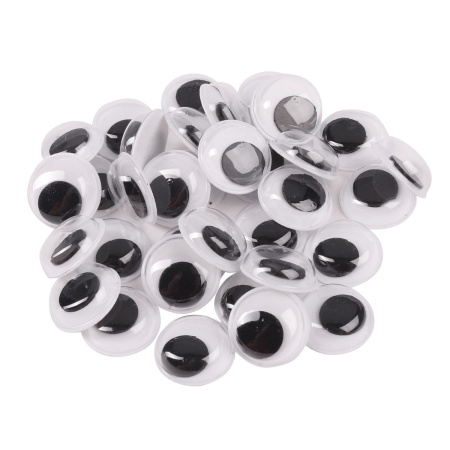 Глазки для творчества самоклеящиеся, вращающиеся, черно-белые, 10 мм, 30 шт., ОСТРОВ СОКРОВИЩ, 661309 - Глазки для творчества