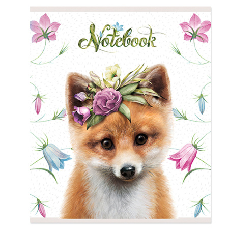 Тетрадь А5, 48 л., ПЗБМ, скоба, клетка, конгрев, выборочный TWIN лак, "Звери ми-ми-ми" (5 видов), 027026 - Тетради 40-48 листов