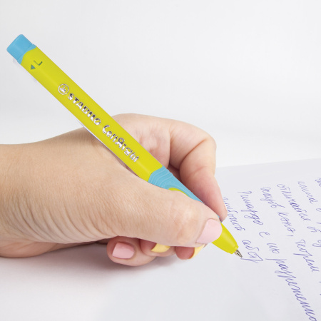 Ручка шариковая с грипом STABILO "LeftRight", СИНЯЯ, для левшей, корпус желтый/голубой, 6318/8-10-41 - Ручки шариковые неавтоматические