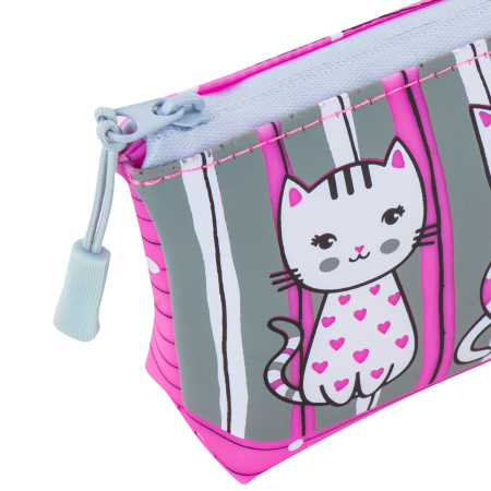 Пенал-косметичка BRAUBERG треугольный, мягкий, "Kittens", 22х3х8 см, 229255 - Пеналы мягкие