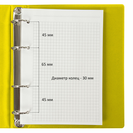 Тетрадь на кольцах А5 (180х220 мм), 80 листов, обложка ПВХ, клетка, BRAUBERG, желтый, 403912 - Тетради на кольцах и сменные блоки к ним