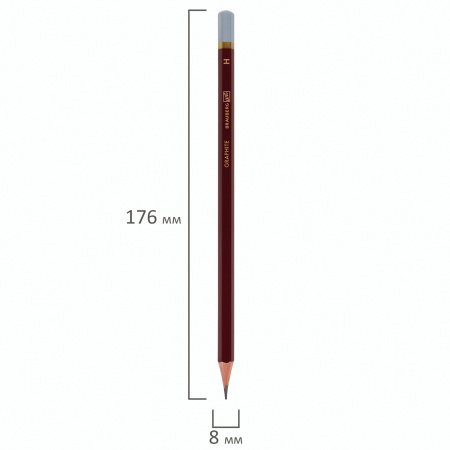 Карандаш чернографитный художественный H, 1 шт., BRAUBERG ART "PREMIERE", ВЫСШЕЕ КАЧЕСТВО, 181885 - Карандаши чернографитные