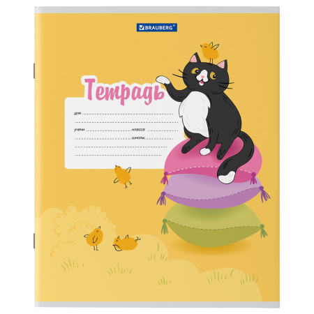 Тетрадь 12 л. BRAUBERG, линия, обложка картон, "ОЗОРНЫЕ КОТЫ", 106472 - Тетради 12-24 листов