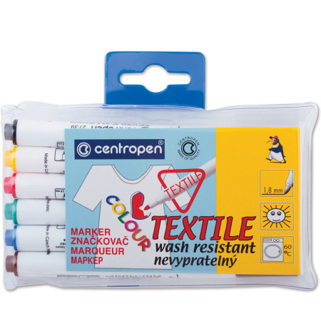 Маркеры для ткани 6 ЦВЕТОВ CENTROPEN "Textile Marker", круглый наконечник, 1,8 мм, 2739/6, 5 2739 0610 - Маркеры для хобби