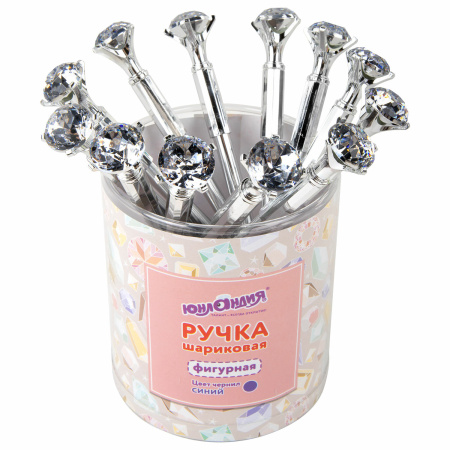 Ручка фигурная шариковая ЮНЛАНДИЯ "Кристалл", корпус ассорти, СИНЯЯ, пишущий узел 0,7 мм, 143788 - Ручки фигурные