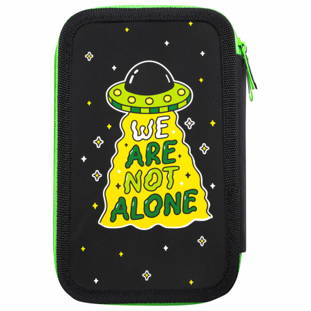 Пенал ПИФАГОР, 3 отделения, ламинированный картон, 19х11 см, "Not Alone", 271549 - Пеналы каркасные