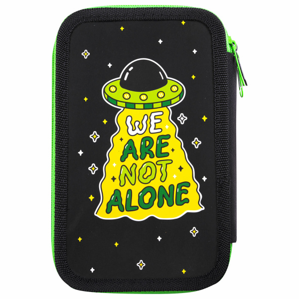 Пенал ПИФАГОР, 3 отделения, ламинированный картон, 19х11 см, "Not Alone", 271549 - Пеналы каркасные