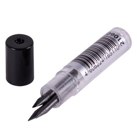 Грифели запасные для циркуля, КОМПЛЕКТ 4 штуки по 17 мм, в тубе, твердость HB, толщина 2 мм, ПИФАГОР, 210601 - Наборы запасных грифелей для циркулей